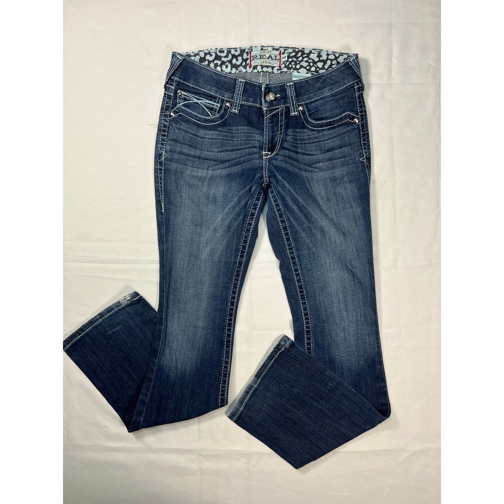 Ariat R.E.A.L. Low Rise Stretch Rosy Whipstitch Boot Cut Jean 28R Western Rodeo